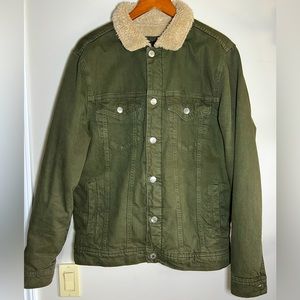 Zara Green Sherpa Jean Jacket